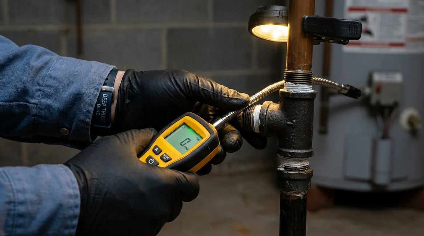 Gas leak detection with electronic sniffer by Johns Plumbing LLC in Iowa
