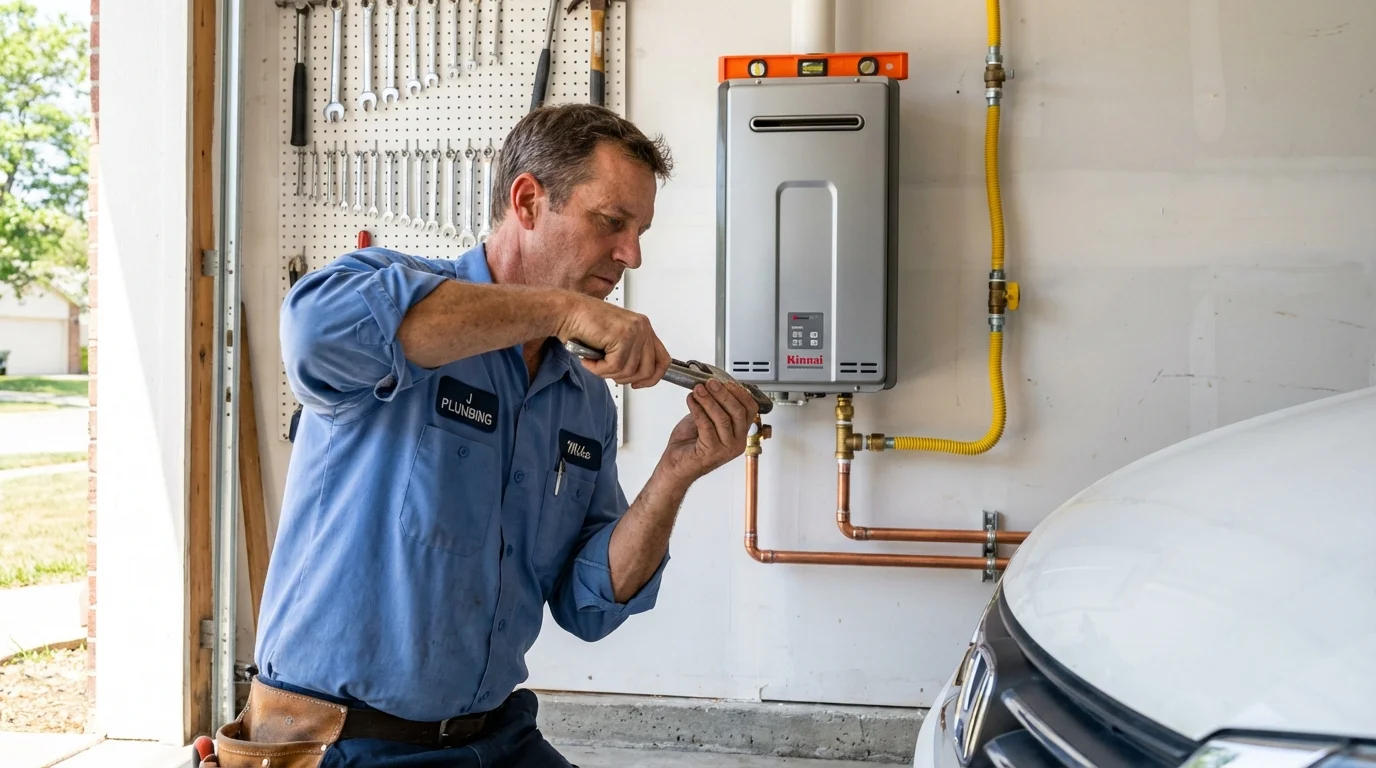 Tankless water heater installation by a Johns Plumbing LLC plumber in Iowa